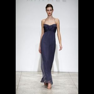 Amsale Crinkle Chiffon Halter Bridesmaid Dress